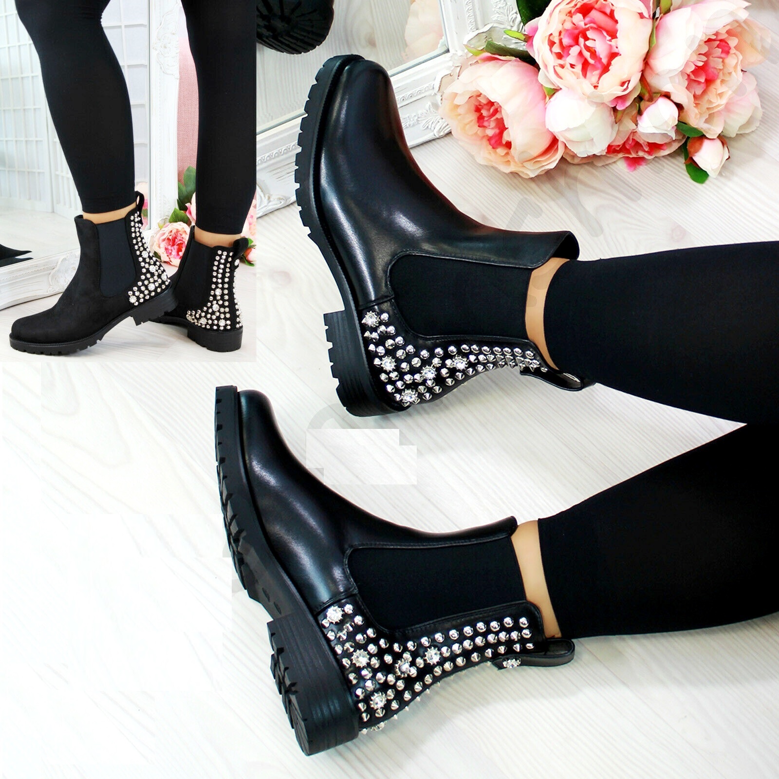 ladies studded chelsea boots